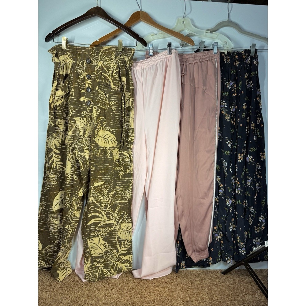 Womens Pants Lot 4 pcs S/M - Loose Elastic Wide Leg Lounge Zara Urban FP Floral